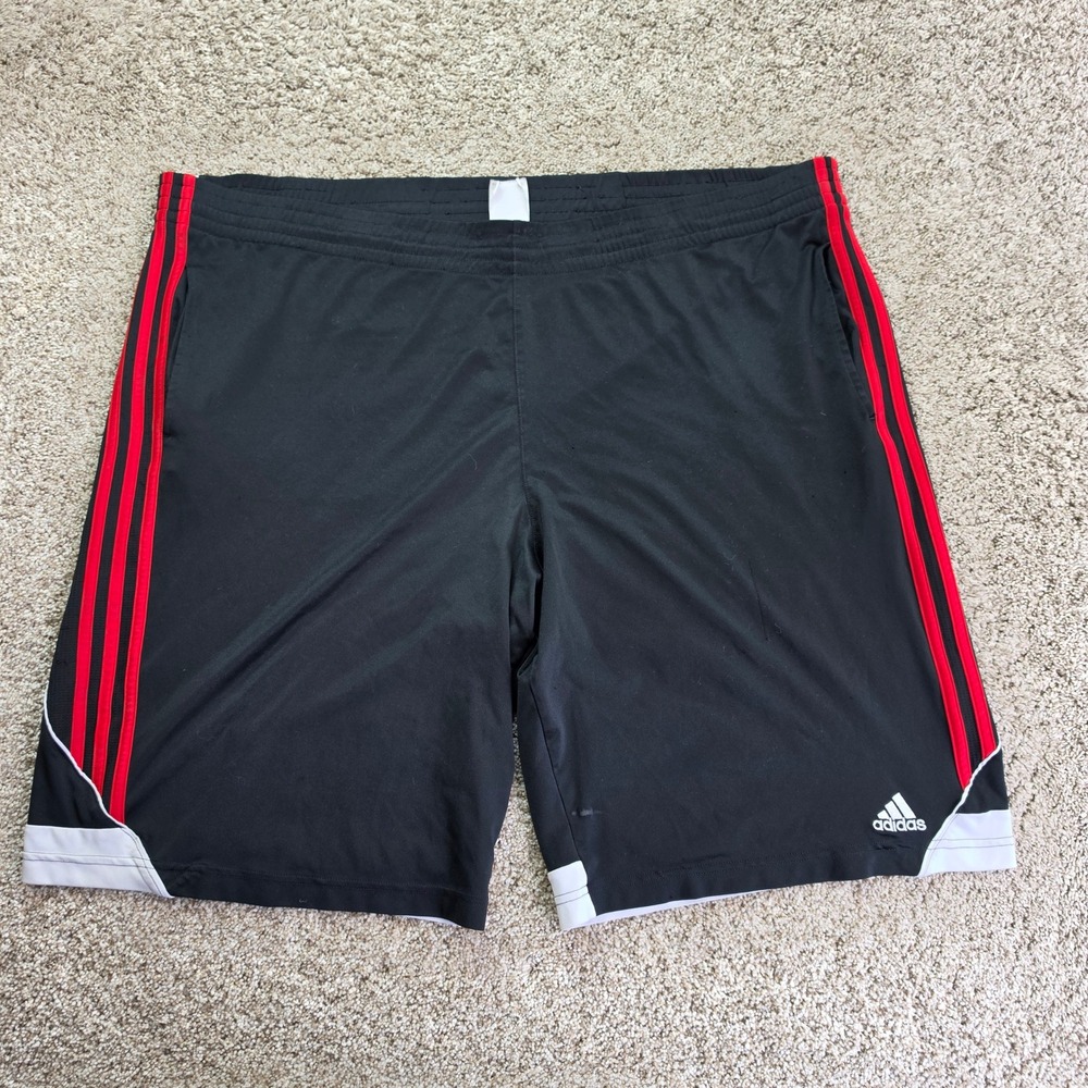 Adidas Athletic Shorts Mens XL Black Red Striped Outdoor Basketball Active